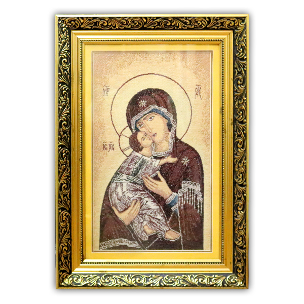 349. Tranh dệt + khung Đức Mẹ bế Chúa Q0003 (30*46)cm (Italia) (211)