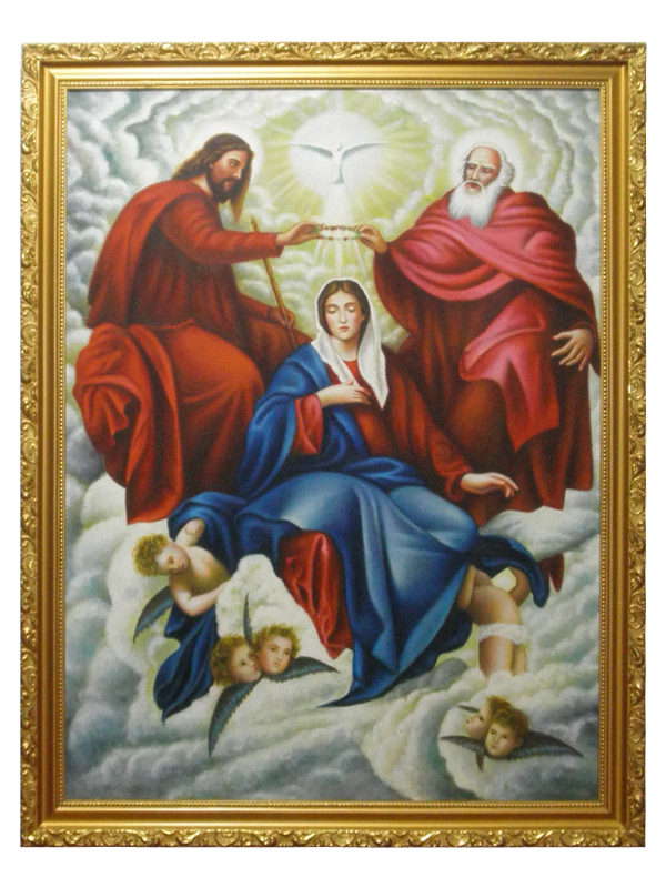 3. Tranh sơn dầu Đức Mẹ bế Chúa + Thiên thần (60*80)cm