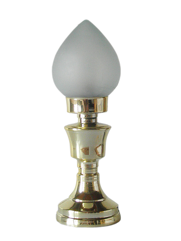 43. Chân đèn điện đào xi màu vàng + bóng lửa (22cm) 