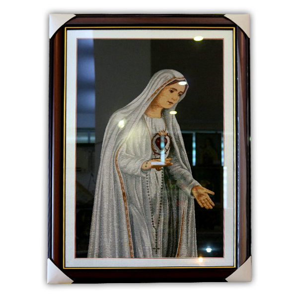 416. Tranh dệt + khung Đức Mẹ Fatima (58*90)cm Italia (407)