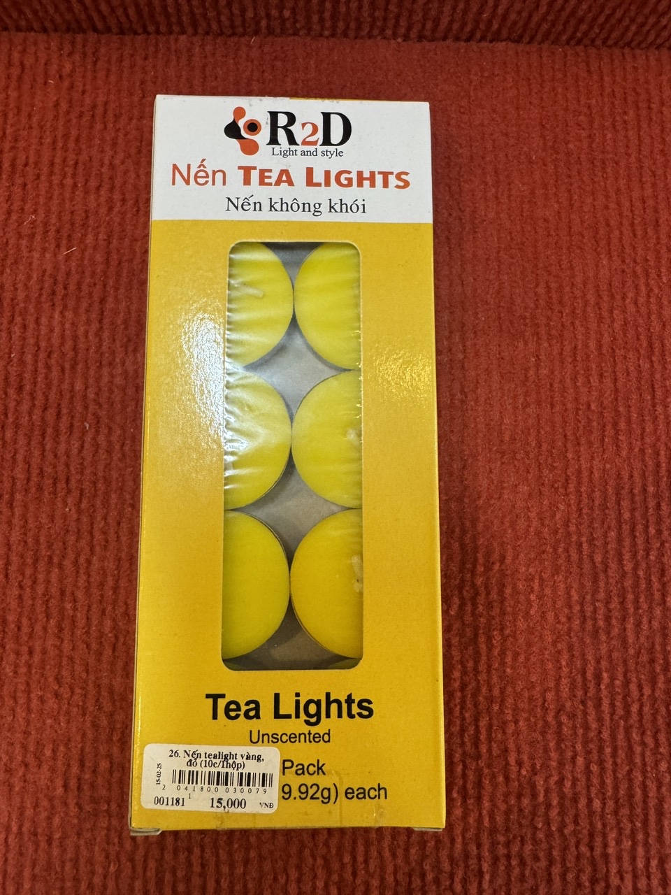 26. Nến tealight vàng, đỏ (10c/1hộp)