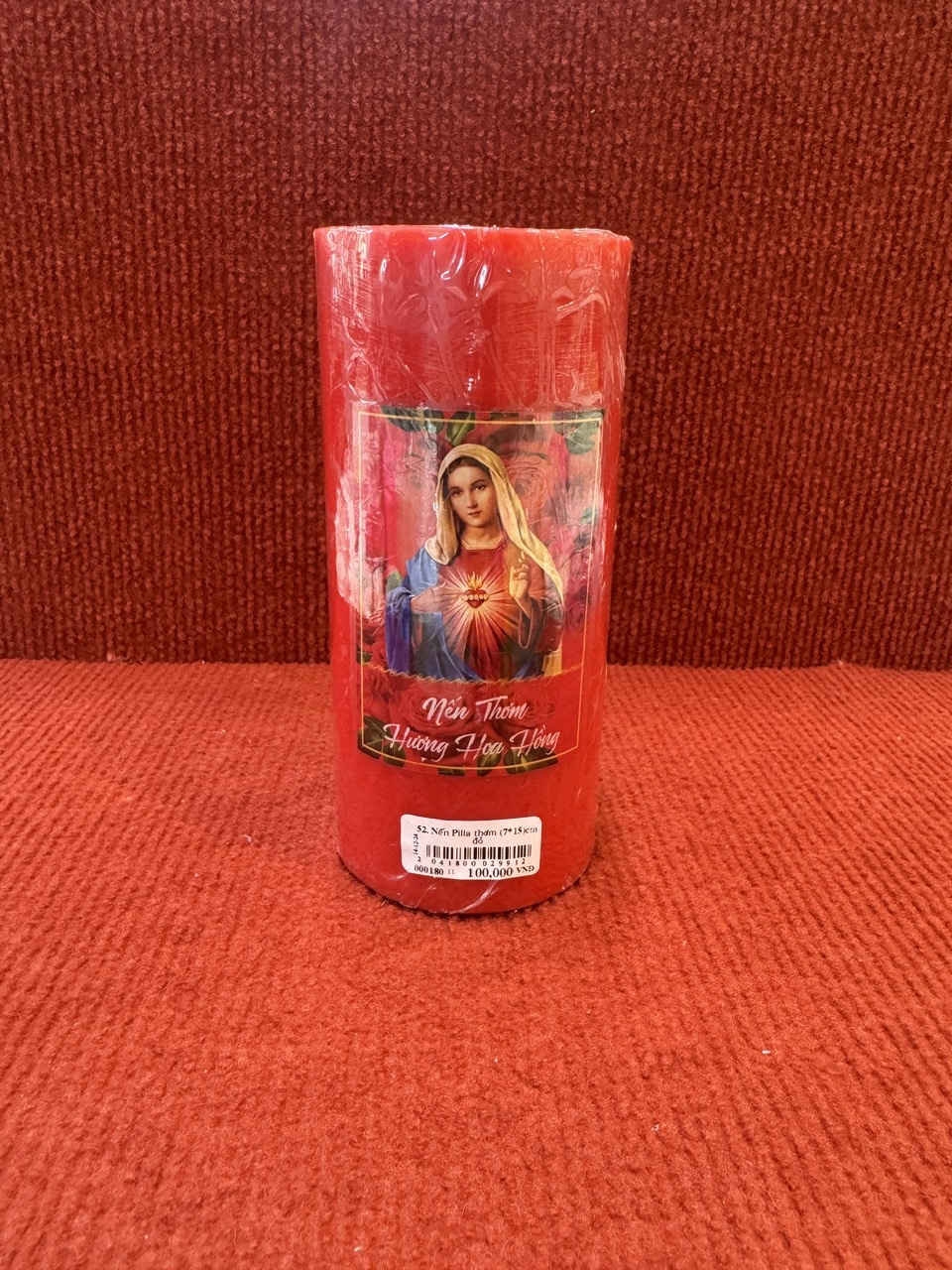 52. Nến Pilla thơm (7*15)cm đỏ