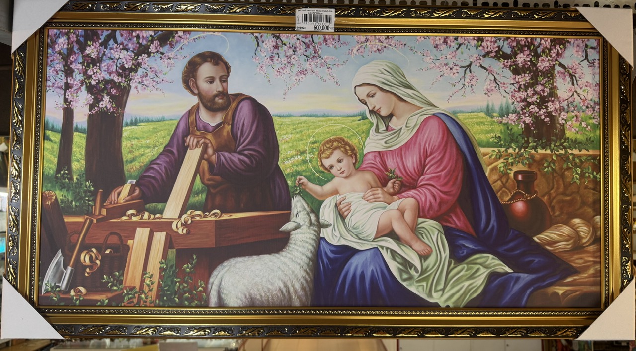 103. Ảnh canvas + khung Thánh Gia mộc(54*100)cm