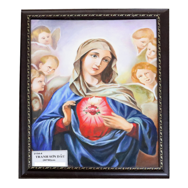 4. Tranh sơn dầu Trái tim Đức Mẹ  + Thiên Thần (60*80)cm
