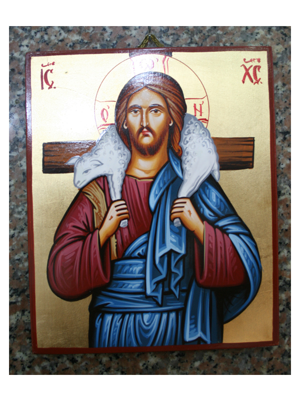 43. Icon gỗ Chúa vác chiên (18*22)cm Italia