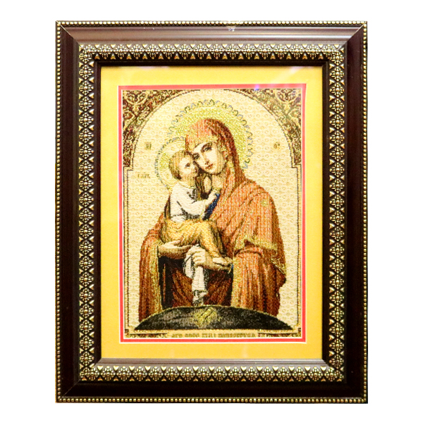 342. Tranh dệt + khung Đức Mẹ bế Chúa (23*33)cm Italia (68)