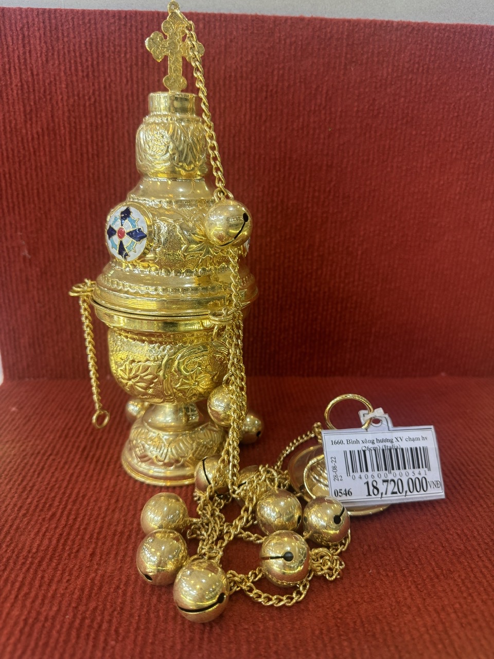 1660. Bình xông hương XV chạm hv (26cm) (Italia)