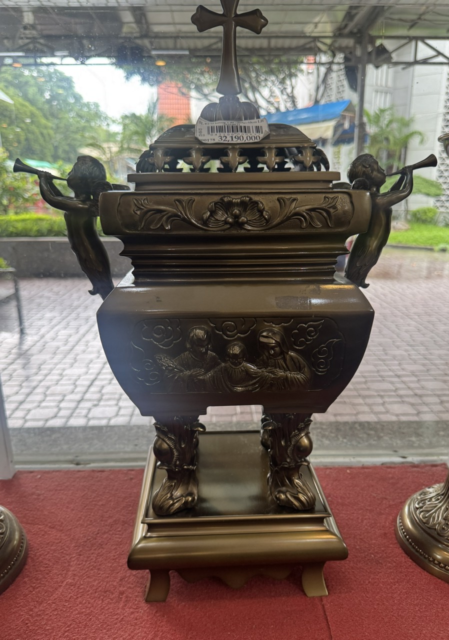 91. Bộ lư hương + đế (đồng) 60cm LH -212140-D