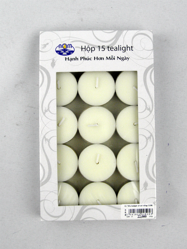 62. Nến tealight 15 cái trắng (2158)