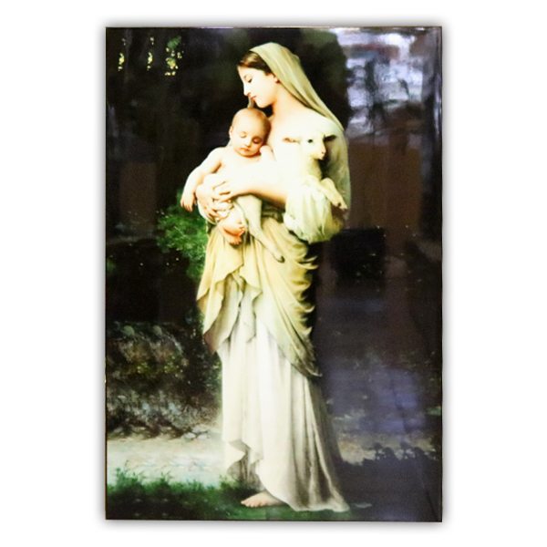 195. SM ép hình Đức Mẹ bế Chúa + chiên (50*75)cm