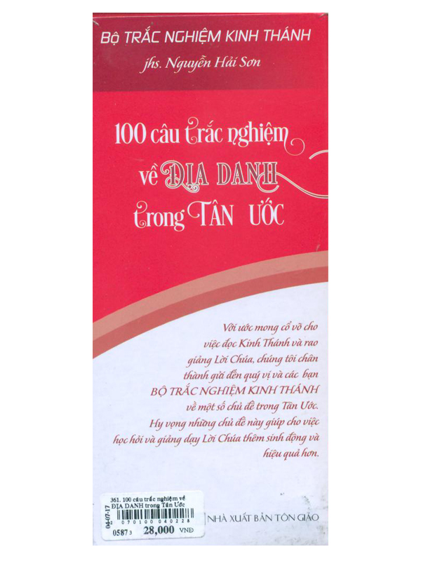 361. 100 câu trắc nghiệm về ĐỊA DANH trong Tân Ước (KO TÁI BẢN NỮA)