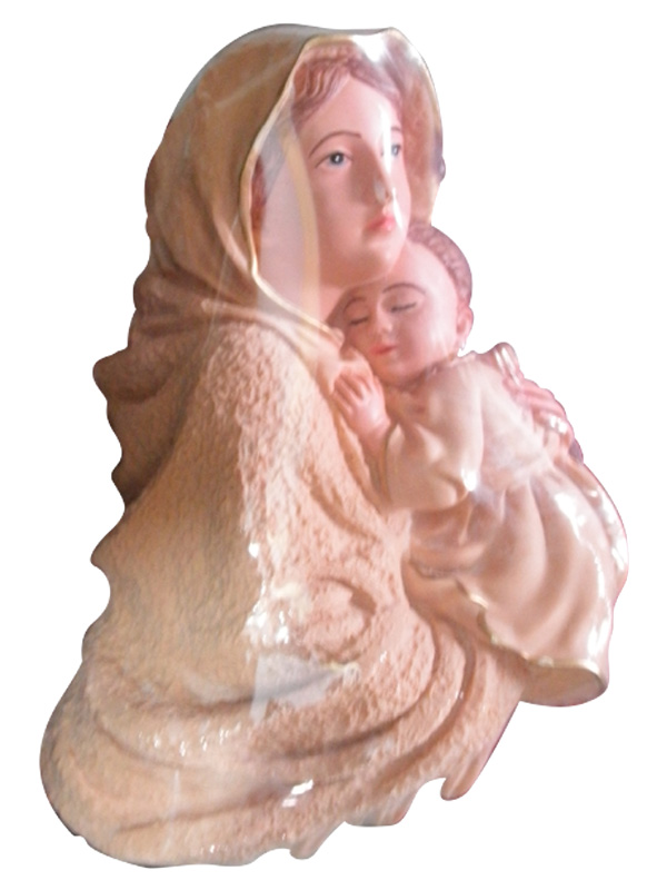 47. Phù điêu Đức Mẹ bế Chúa 30cm (polymer)